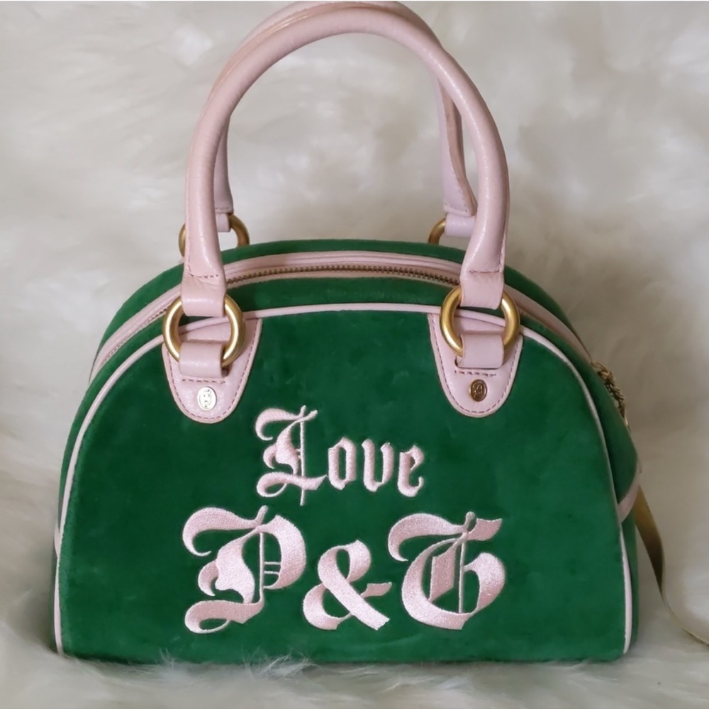 RARE💕Y2K VINTAGE Juicy Couture Green and Pink Bowler Bag💚🎀 - Picture 2 of 15